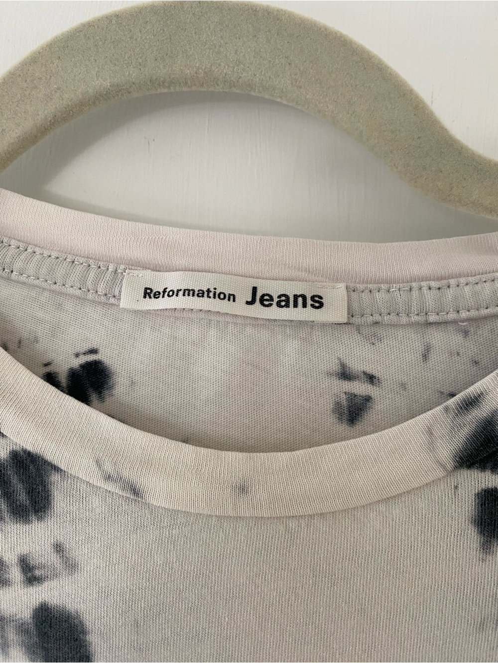 Reformation Black & White Tie-Dye Long Sleeve Crewneck Organic Cotton Small - Picture 3 of 9